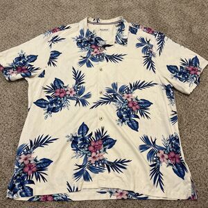 TOMMY BAHAMA Men's Shirt 100% Silk Orchid Floral Print Tropical Pocket Size XXL